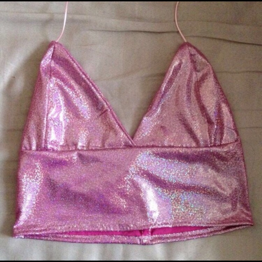 Pink holo crop top